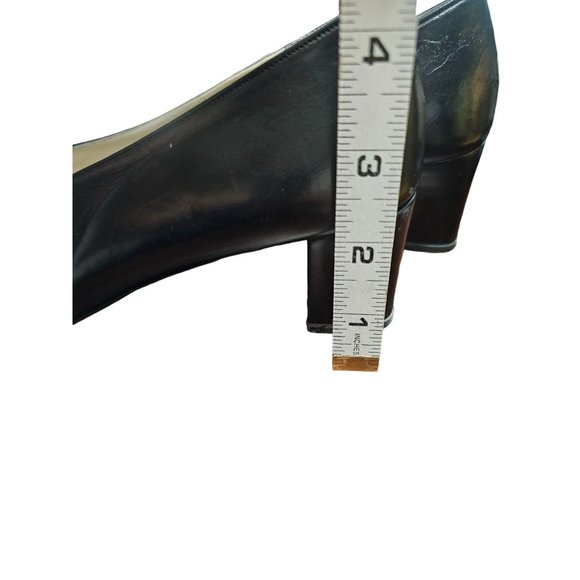 El Corte Ingles block Heels size 7 made in Spain black leather gold‎ tone detail - Picture 10 of 10